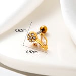 Gold color / 1 Piece Simple Series Classic Flower Copper  Gold Color Material Zircon Women's Stud Earrings Picture3